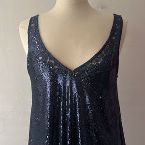 Free People sequin lace mini dress Navy